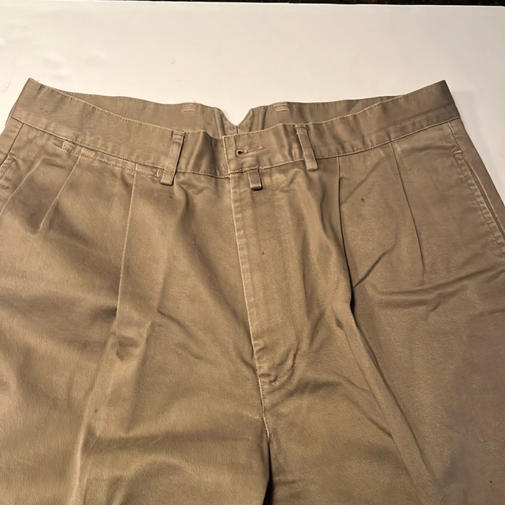 Facconable Pleated Front, Cuffed, Cotton Pants 33… - image 2